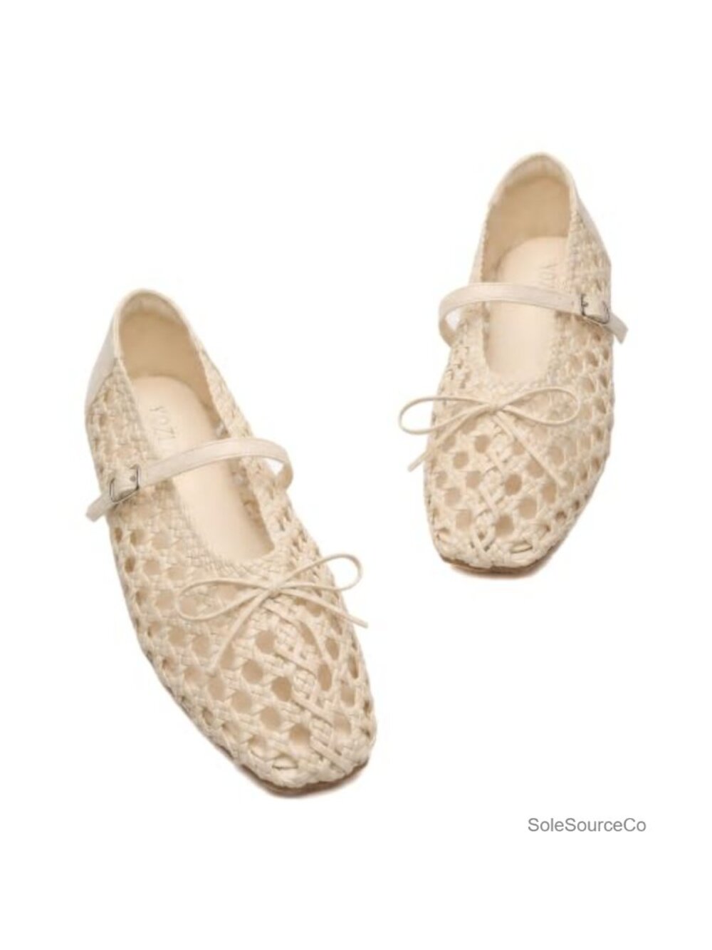 Woven Mary Jane Ballet Flats with Buckle Strap